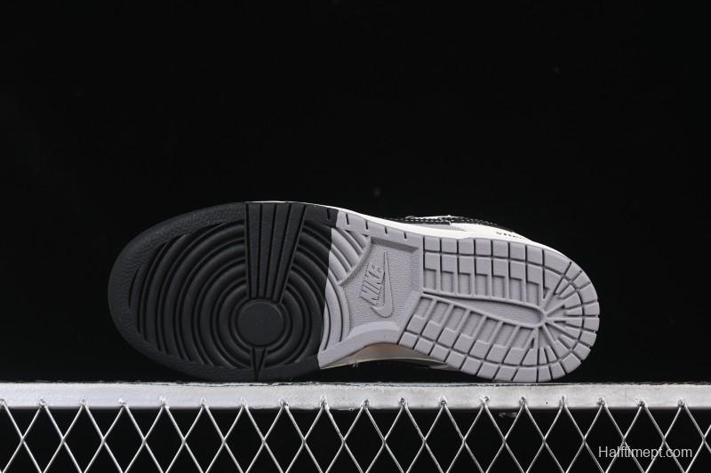Nike SB Dunk Low Stone Island Collaboration Beige Grey Black Patchwork Anniversary Custom Low-Top Casual Skate Shoes - JP8028-041