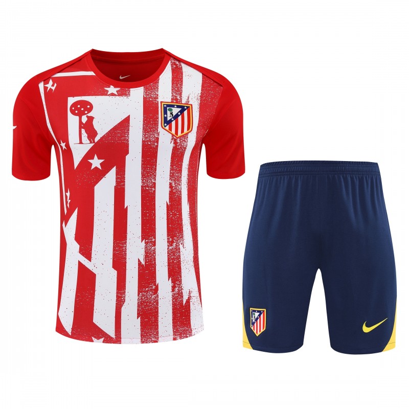 25/26 Atletico Madrid Red/White Stripe Short Sleeve+Shorts
