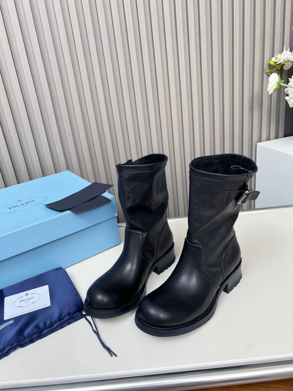Prada 2025 SS Retro Martin Boots Riding Boots - LY00350