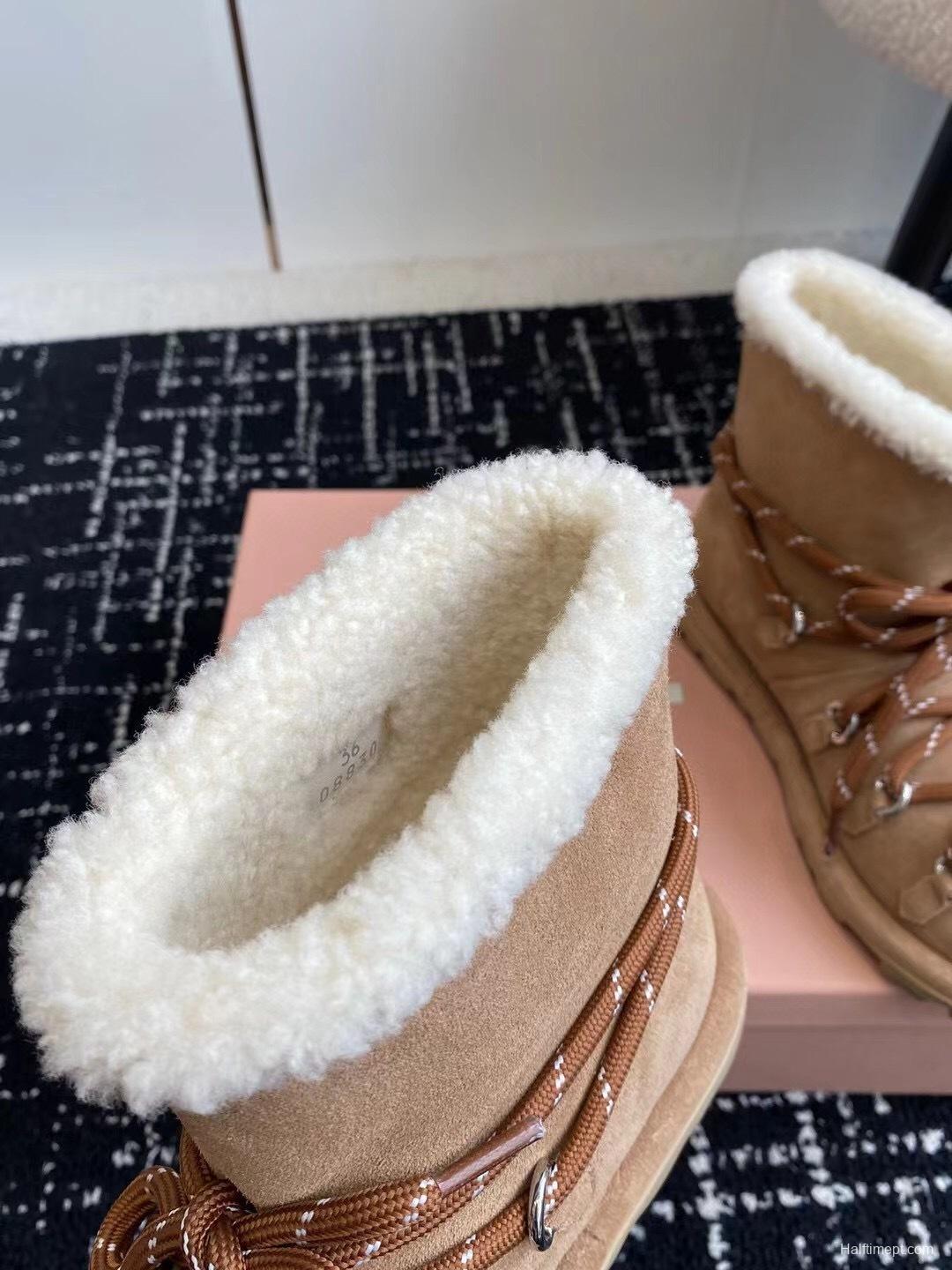 Miu Miu 2025 SS Lace-Up Snow Boots - AS00310