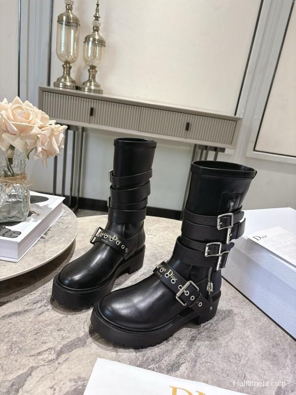 Dior 2025/SS Punk Style Strap Ankle Boots - KFY00470