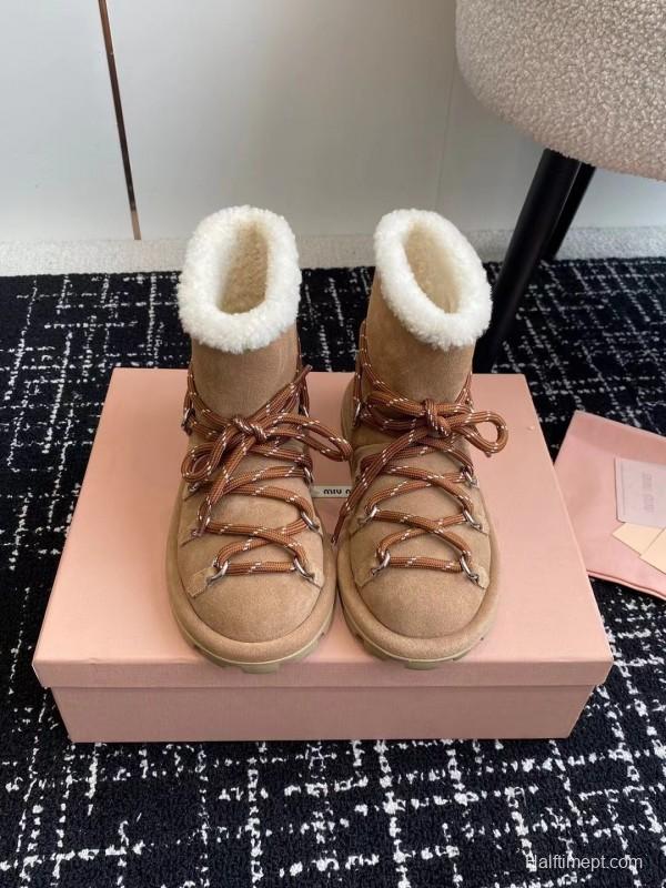 Miu Miu 2025 SS Lace-Up Snow Boots - AS00310