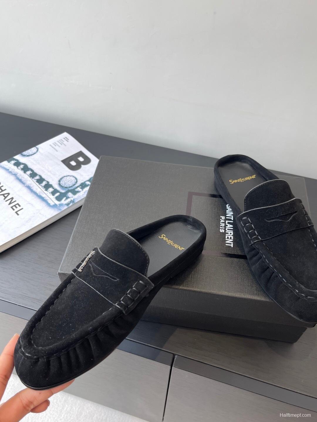 Saint Laurent Classic Loafer Mule Flat Shoes - KFY00320