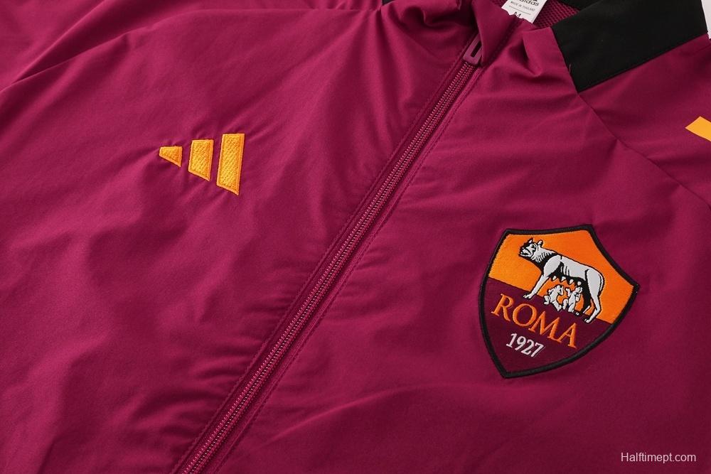 25/26 AS Roma Maroon S-3XL Half Zipper Jacket+Long Pants