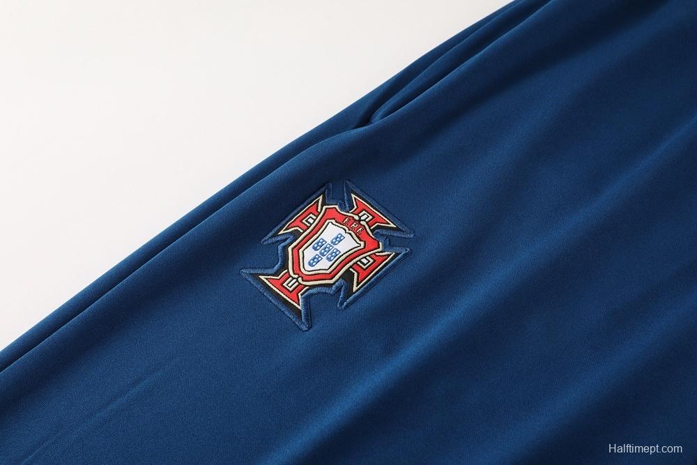 2025 Portugal Royal Blue Half Zipper Jacket+Long Pants