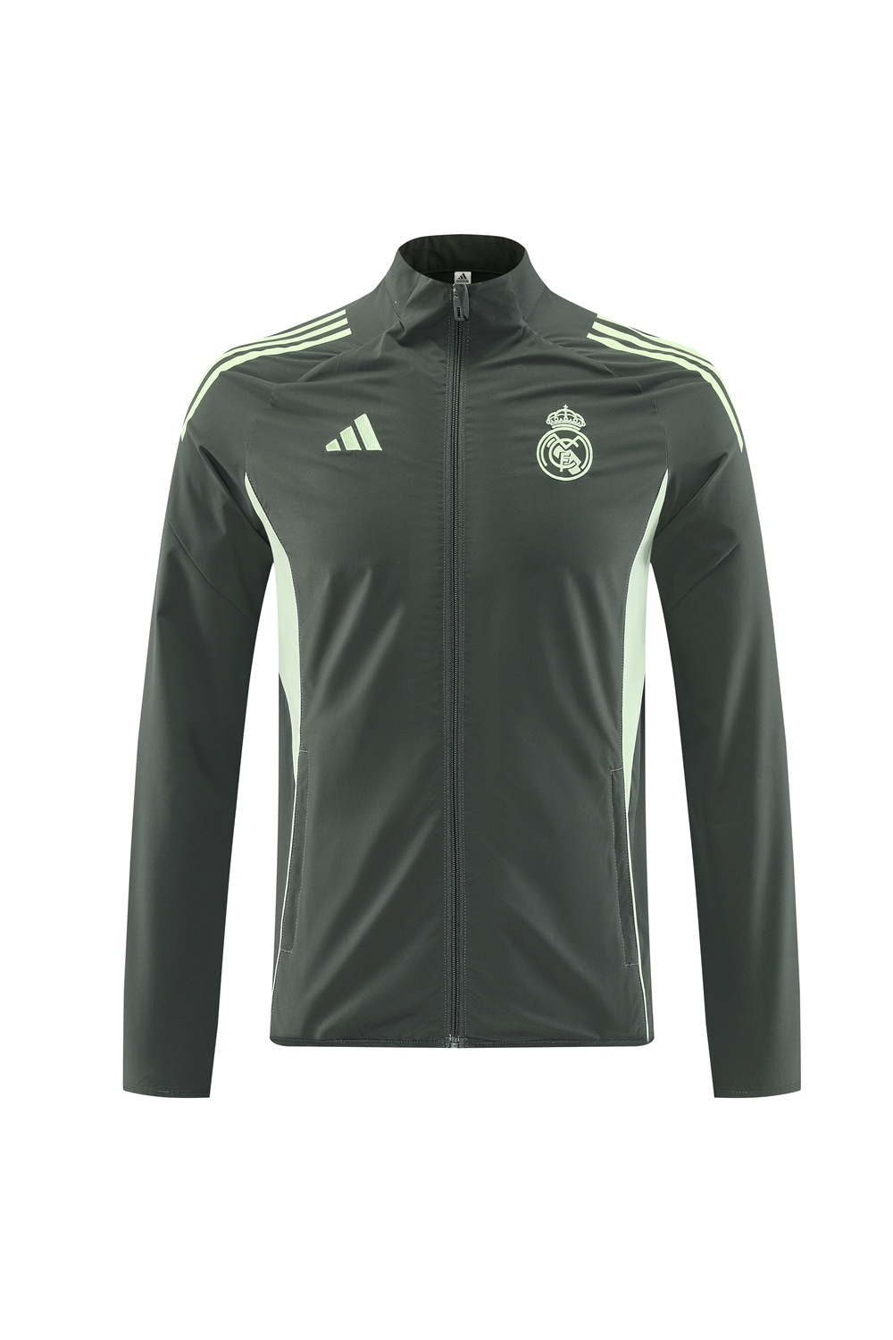 25/26 Real Madrid Dark Green Half Zipper Jacket+Long Pants S-3XL