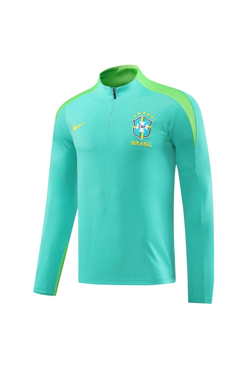 2025 Brazil Lake Green Half Zipper Jacket+Long Pants