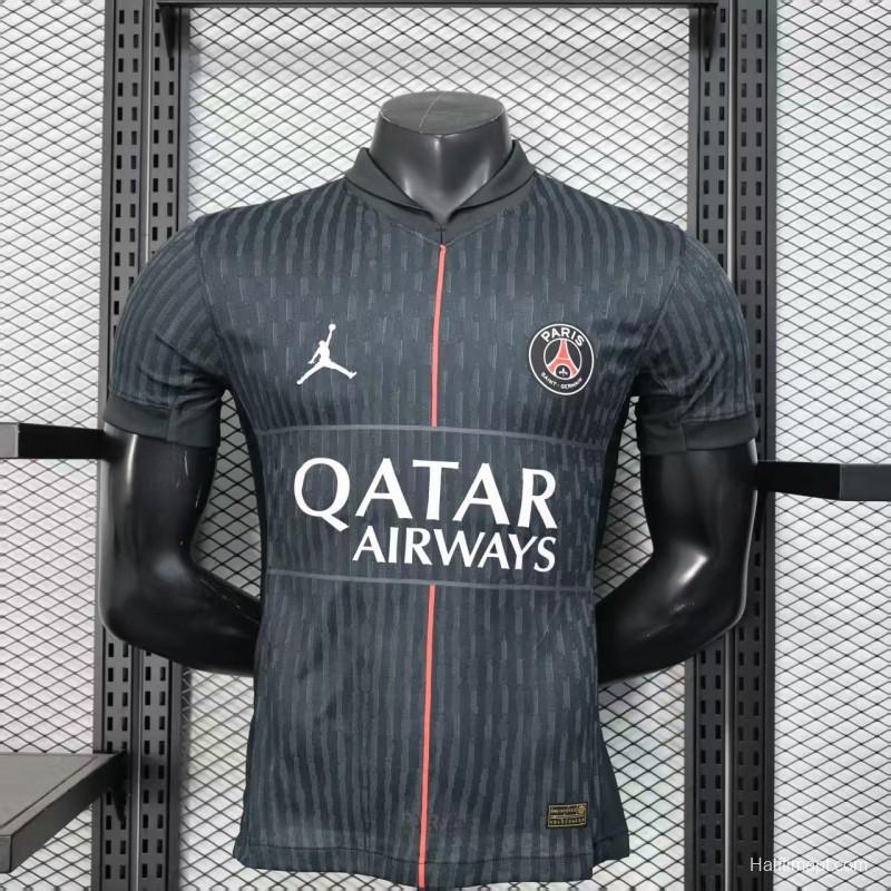 25/26 Player Version  Paris Saint-Germain Away Dark Grey with Vertical Stripe Pattern Jersey