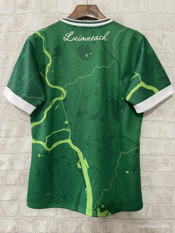 25/26 Limerick GAA Green with River Shannon Map Pattern Home Jersey