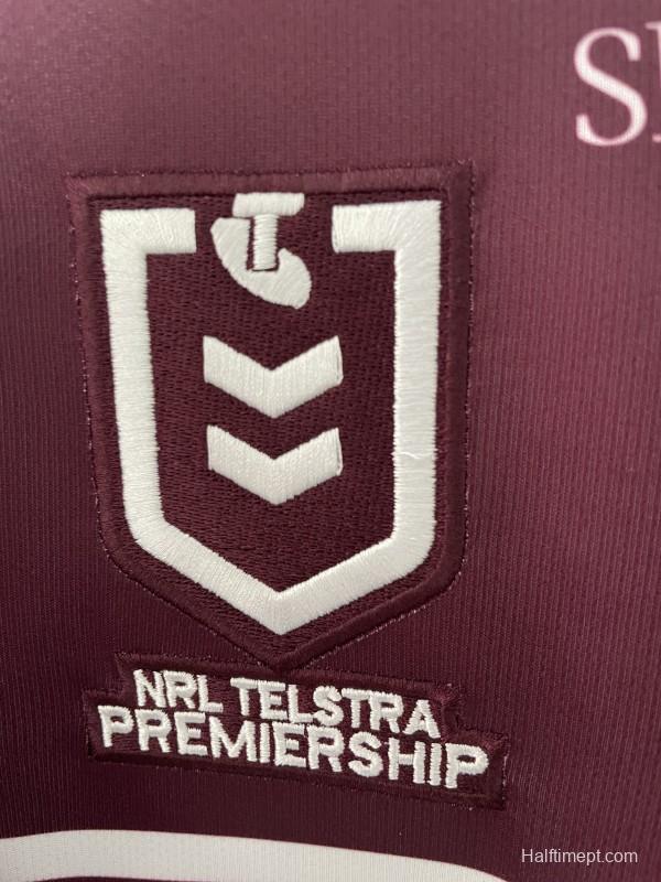 2025 Manly Warringah Sea Eagles Maroon with White Hoops Home Jersey