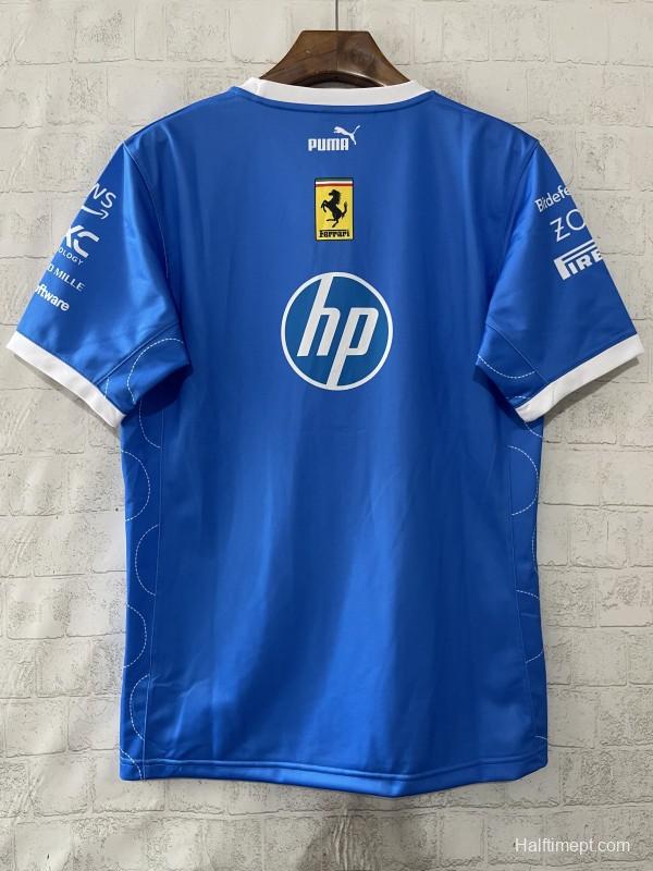 25/26 F1 Ferrari Racing Blue with Multi-Sponsor Design Jersey