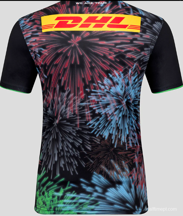 25/26 Harlequins Black with Multicolor Fireworks Pattern Third Jersey