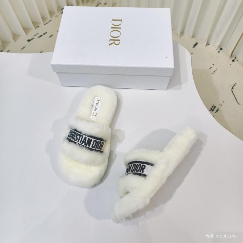 Dior Metal Buckle Wool Slippers Collection - LY00280