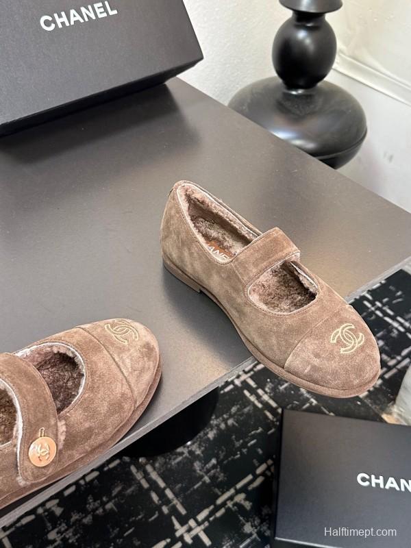 Chanel 2025/SS Autumn Winter New French Mary Jane Shoes Fur Shoes - KFY00300