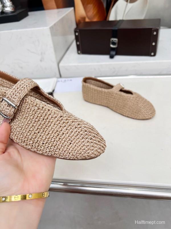 Alaia 2025/SS Knit Ballet Dance Shoes with Inner Height Increase - LY00310