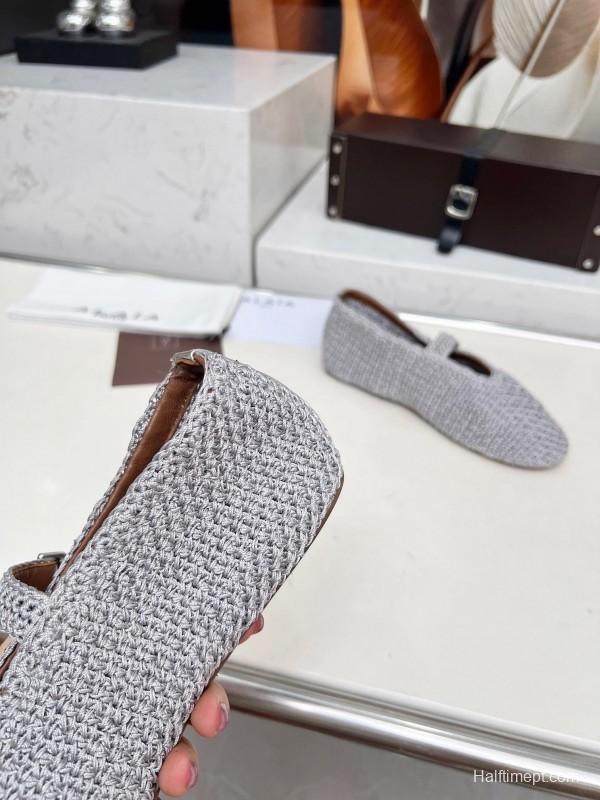 Alaia 2025/SS Knit Ballet Dance Shoes with Inner Cushioning and 0.8CM Height Increase - LY00310