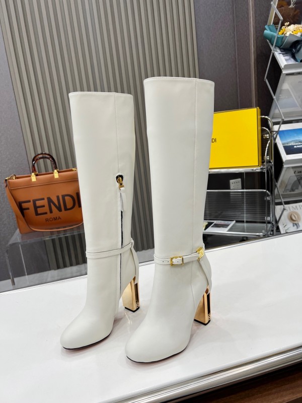 FENDI Delfina Round Toe Boots with FF Buckle - LY00520