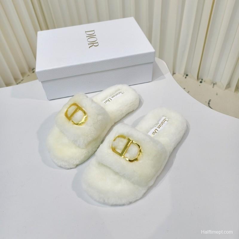 Dior Metal Buckle Wool Slippers Collection - LY00280