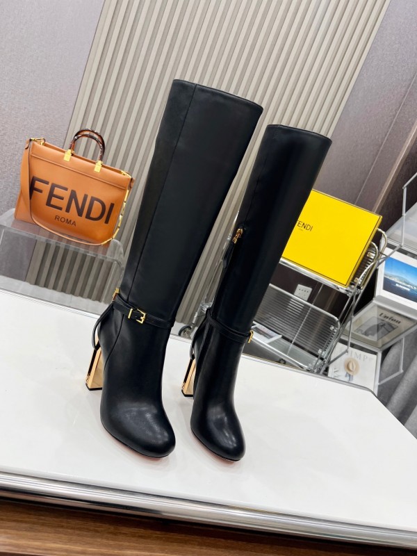 FENDI Delfina Round Toe Boots with FF Buckle - LY00520