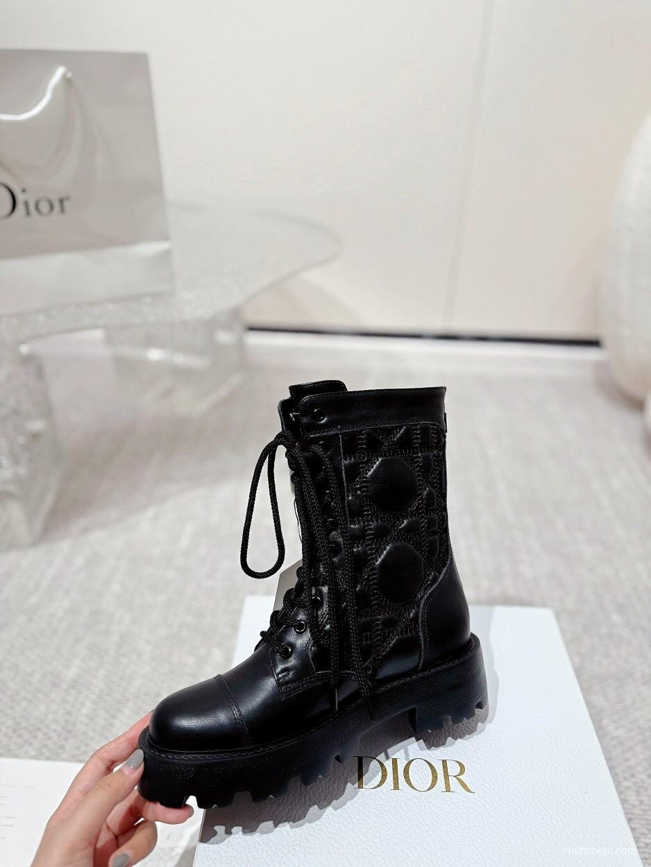 DIOR CHRONO Embroidered Motorcycle Ankle Boots - LY00390