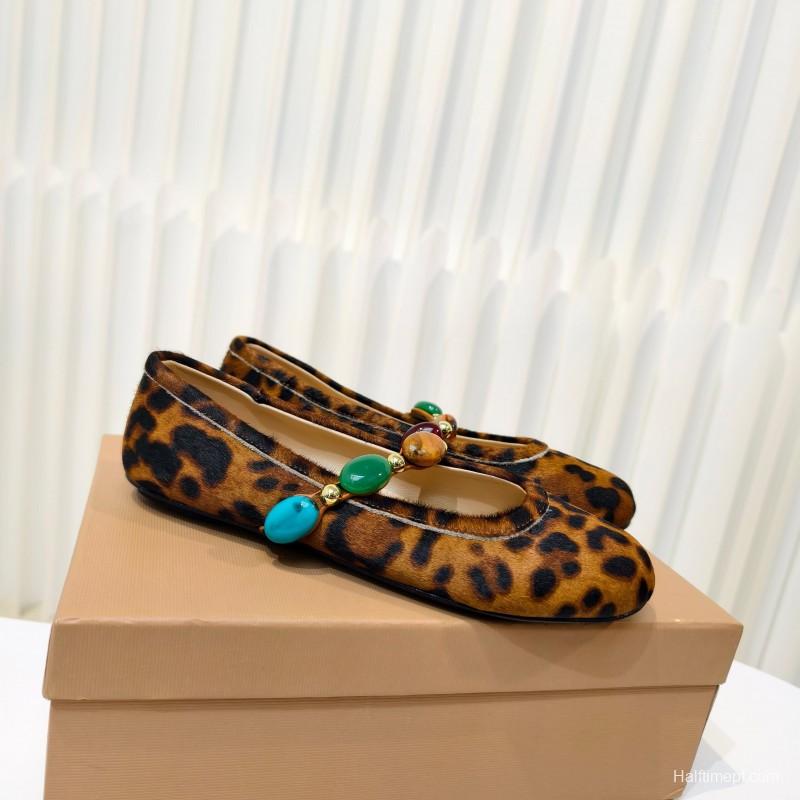 Gianvito Rossi Bohemian Style Turquoise Flat Ballet Shoes - LY00320