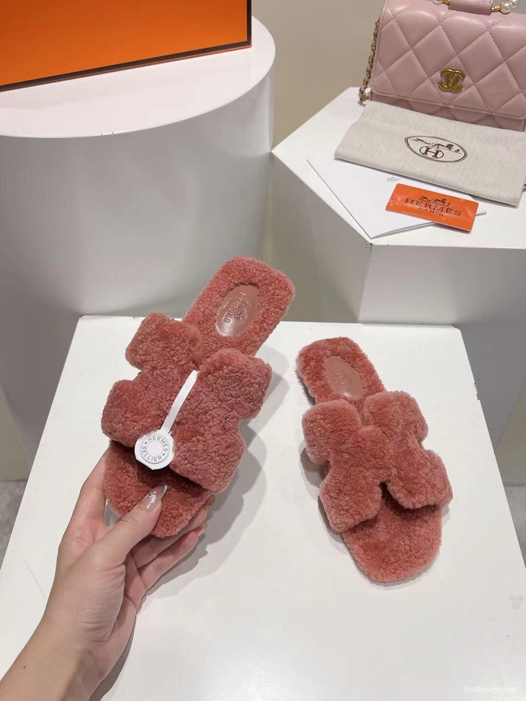 Hermès Teddy Wool Flat Slippers - LY00240