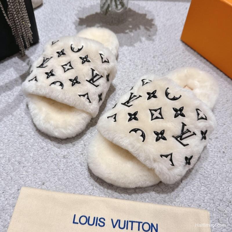 Lv 2025/ss Wool Lazy Slippers - LY00240