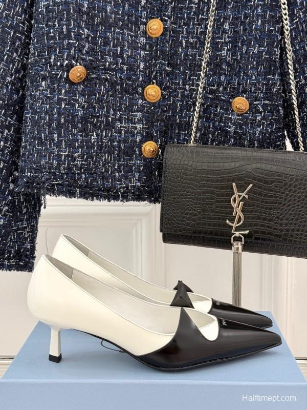 PRADA 2025/SS Catwalk Pointed Toe Kitten Heel Single Shoes - KFY00310