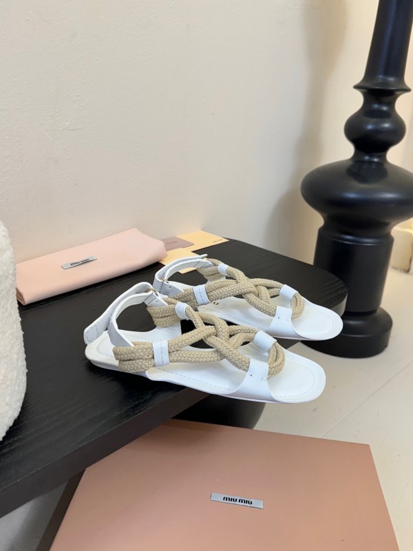 Miu 2025 SS Fashion Week Rope Woven Sandals - KFY00330
