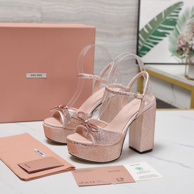 MIUMIU Bling Swarovski Crystal Sandals with 11.5cm Heel - KFY00340