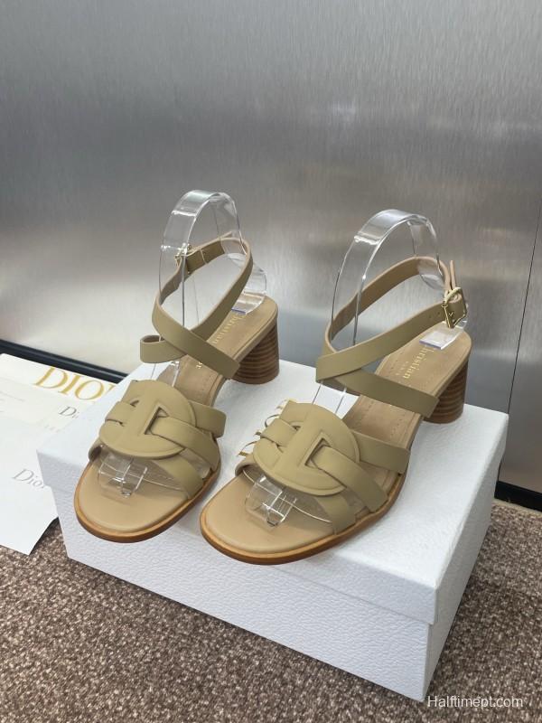 Dior D-Club Jelly Color Hollow Layered Cross Strap Mid Heel Women's Shoes - KFY00290