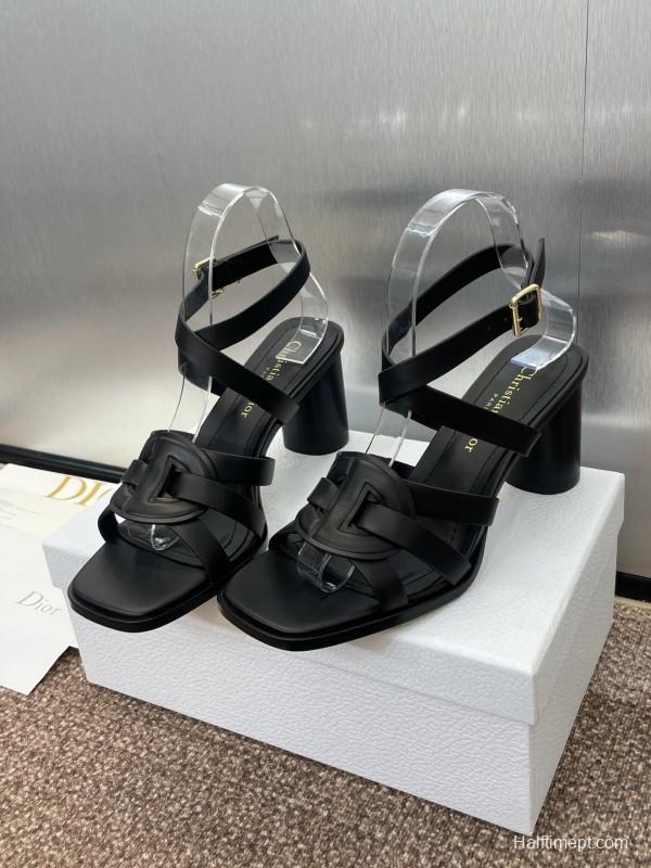 Dior D-Club Jelly Color Hollow Layered Cross Strap High Heel Women's Shoes - KFY00290