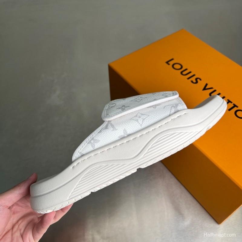 Louis Vuitton Miami Mule Slippers with Hook and Loop Closure - YC