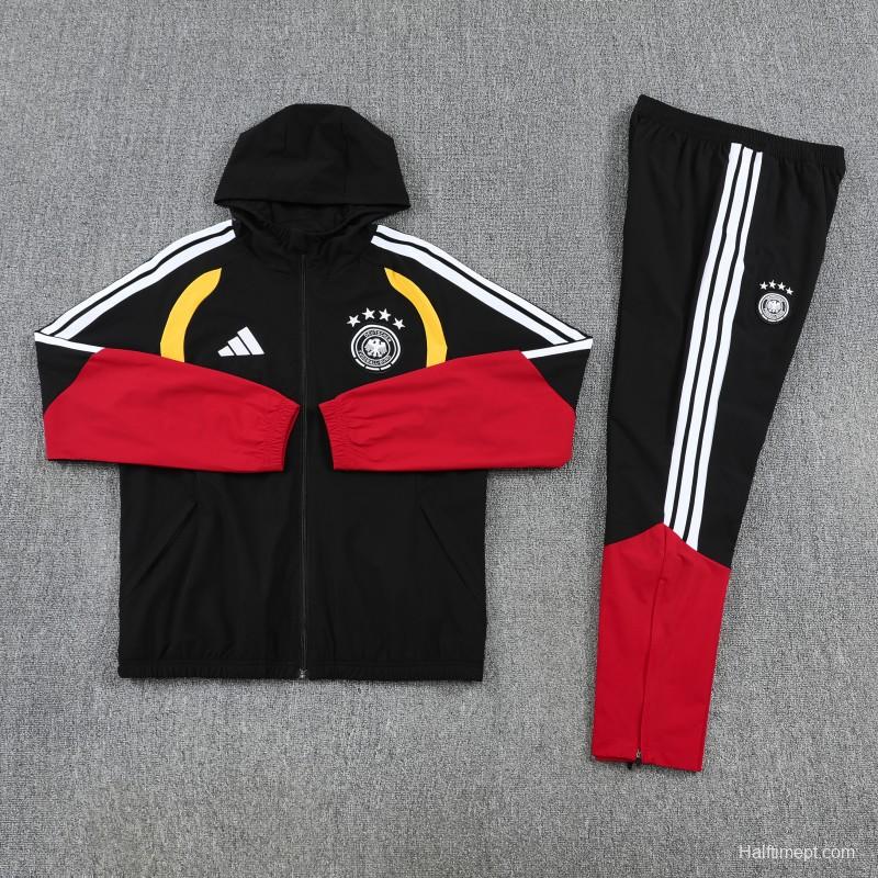 2026 Germany Hoodie Black Full Zipper Windbreaker + Long Pants