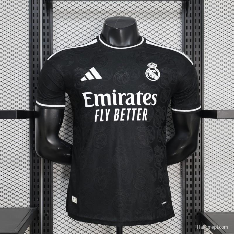 25/26 Player Version Real Madrid Black with Subtle Crest Pattern Jersey
