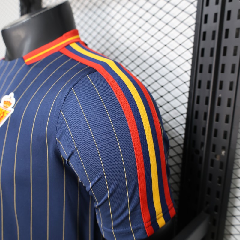 2026 Player Version Spain Navy Blue with Thin Yellow Pinstripes Jersey