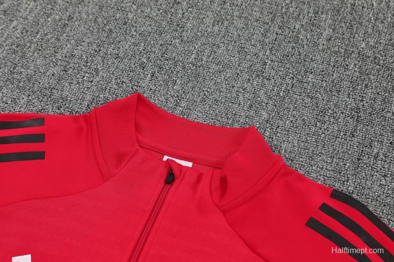 25/26 Riverbed Red Half Zipper Jacket Tracksuit + Black Long Pants