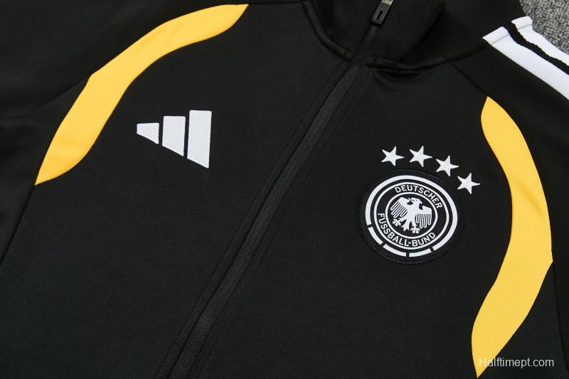 26/27 Germany  Black Full Zipper Jacket Tracksuit + Long Pants