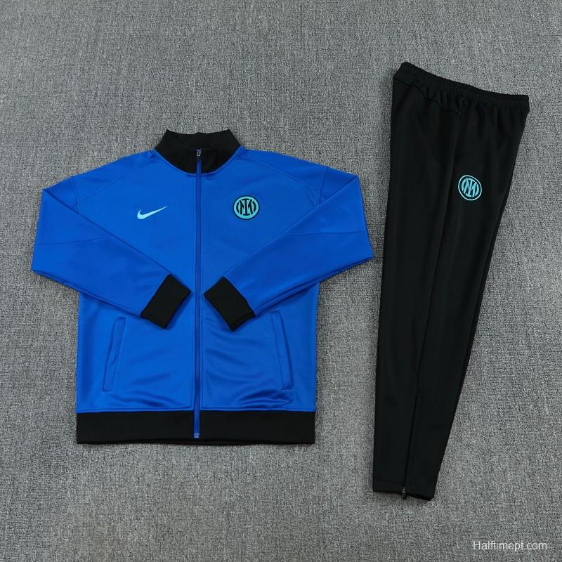 26/27 Inter Milan Blue Full Zipper Jacket Tracksuit + Black Long Pants