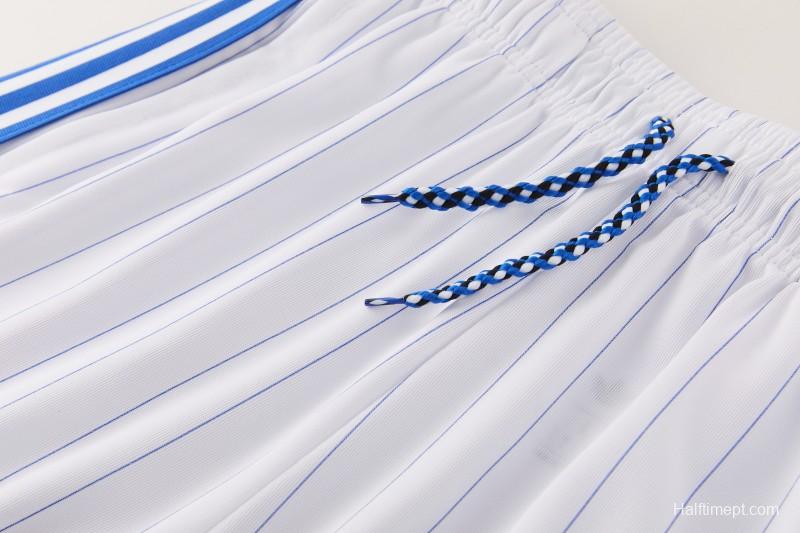 26/27 Chelsea FC  Blue  Stripes Short Sleeve+ White Soccer Shorts