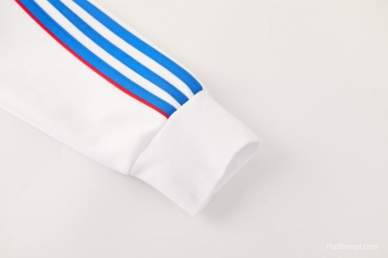 2026/27 Adidas Originals  White Full Zipper Jacket Tracksuit + Navy Blue Long Pants