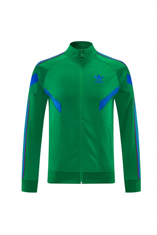 26/27 Adidas Originals Green  Full Zipper Jacket Tracksuit + Royal Blue  Long Pants