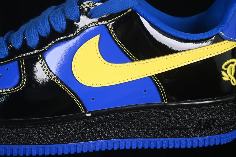 Nike Air Force 1 Low Central Cee Racer Blue Black Yellow Patent Leather Casual Sneakers - IQ1402-010