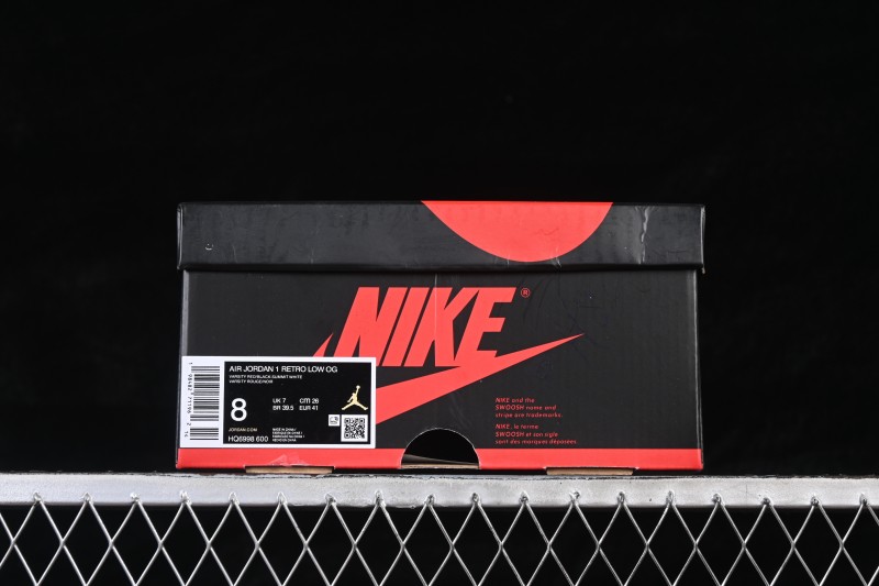 Nike Air Jordan 1 Low OG Casual Skateboarding Shoes White Red Black - HQ6998-600