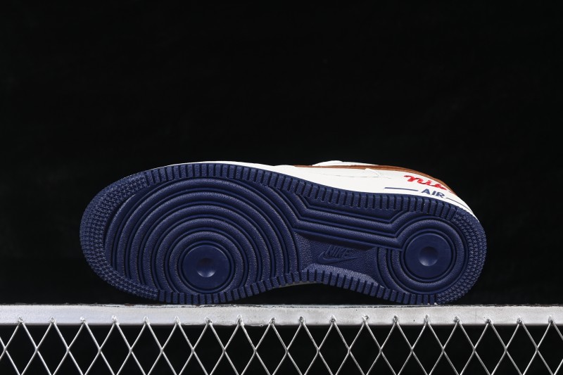 Nike Air Force 1 '07 Low Casual Sneakers with Cream White Brown Red Colorway - NH0601-541