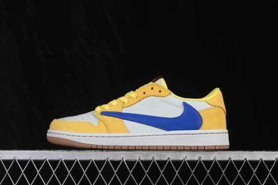 Nike Travis Scott x Air Jordan 1 Low Retro OG Sneakers with Reversed Swoosh Design - DZ4137-700