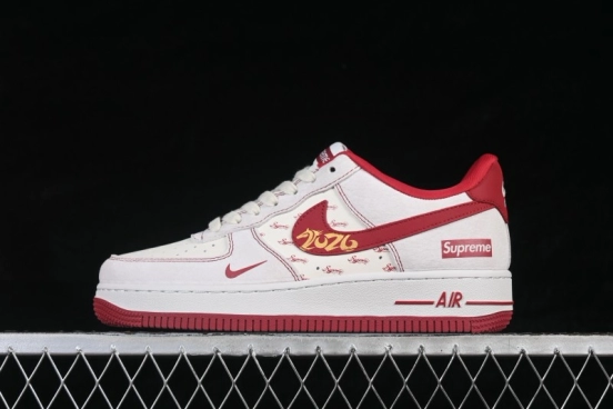 Nike Air Force 1 '07 Low Limited Year of the Horse Red White Color Blocking Casual Sneakers - JP2026-133