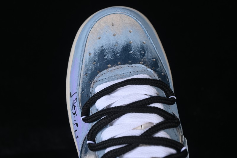 Nike Air Force 1 '07 Low 'Midnight Starburst' Hand-Painted Graffiti Sneakers with Retro Worn Aesthetic - ZB2121-120