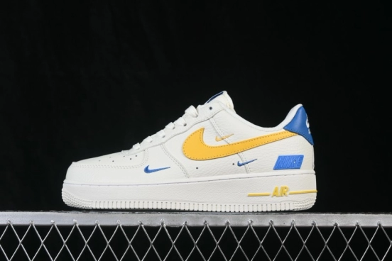 Nike Air Force 1 '07 Low Classic White Basketball Sneakers with Gold Accents and Full-Length Air Cushion - FZ1151-100