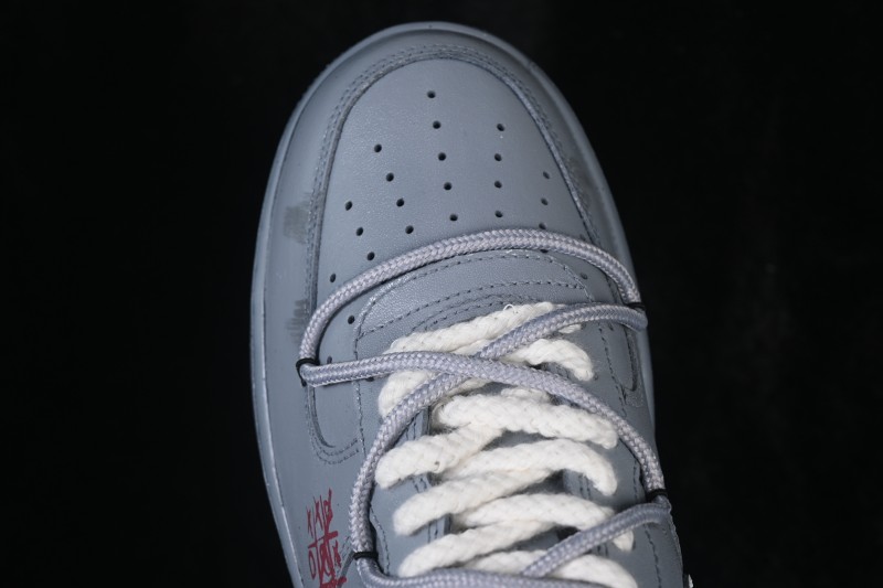Nike Air Force 1 '07 Low Hand-Painted Graffiti Sneakers with Distressed Cement Wall Design - CW2288-110